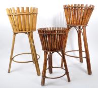 COLLECTION OF THREE VINTAGE BAMBOO & CANE PLANTERS