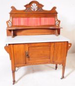 EDWARDIAN ART NOUVEAU MARBLE TOP & TILE WASHSTAND