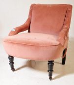 VICTORIAN 19TH CENTURY MAHOGANY LOW ARMCHAIR