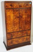1930S ART DECO BURR WALNUT TALLBOY CABINET
