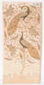 20TH CENTURY EMBROIDERED PEACOCK PANEL