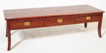 CHINESE HARDWOOD & BRASS INLAID CAMPAIGN COFFEE TABLE