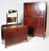 EDWARDIAN INLAID DOUBLE WARDROBE & DRESSING CHEST