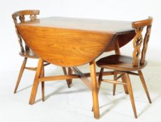 ERCOL - MODEL 384 DINING TABLE & TWO MODEL 375 CHAIRS