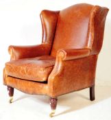 LAURA ASHLEY - VINTAGE 20TH CENTURY LEATHER WING BACK ARMCHAIR