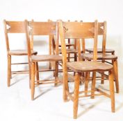 SET OF SEVEN VICTORIAN 19TH CENTURY BEECH & ELM CHAPEL CHAIRS