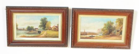 TWO 19TH CENTURY OIL ON CANVAS PAINTINGS - N HARRIS