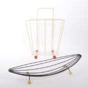 MID CENTURY ATOMIC WIRE MAGAZINE RACK & FRUIT BOWL