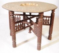 EARLY 20TH CENTURY BENARES FOLDING BRASS TRAY TOP TABLE