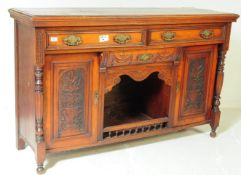 VICTORIAN 19TH CENTURY CARVED WALNUT CREDENZA