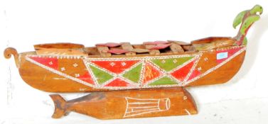 20TH CENTURY FOLK ART WOODEN BOAT MODEL