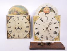 TWO 19TH CENTURY HAND PAINTED GRANDFATHER CLOCK FACES