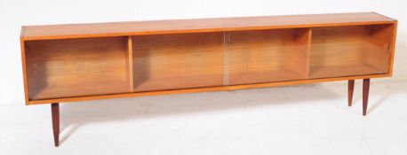 MID CENTURY TEAK NARROW GLAZED SIDEBOARD BOOKCASE