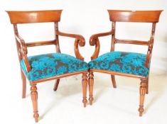 PAIR OF 19TH CENTURY REVIVAL MAHOGANY BAR BACK ARMCHAIRS