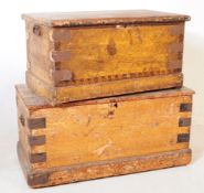 TWO LATE 19TH CENTURY PINE BLANKET BOXES