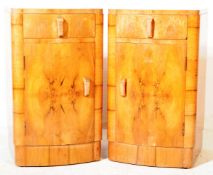PAIR OF 1930S ART DECO BURR WALNUT BEDSIDE CABINETS