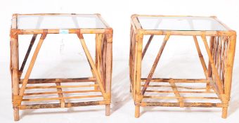 PAIR OF VINTAGE 20TH CENTURY BAMBOO & CANE BEDSIDE TABLES