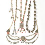 COLLECTION OF WHITE METAL NECKLACES - ETHIOPIAN - ASHANTI