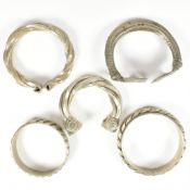 FIVE WHITE METAL BANGLES - AFRICAN - MOROCCAN - KOHISTANI