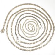 COLLECTION OF ASIAN WHITE METAL CHAIN NECKLACES & BELTS