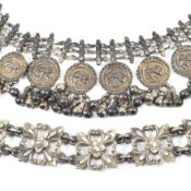 WHITE METAL COIN BRACELET & BELTS - TESTS INDICATE SILVER