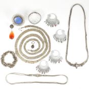 COLLECTION OF WHITE METAL JEWELLERY INCLUDING INDIAN