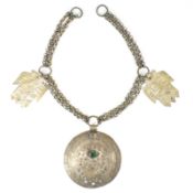 WHITE METAL TUNISIAN KHOMSA NECKLACE