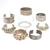 COLLECTION OF WHITE METAL BRACELETS - EGYPTIAN - UZBEK - INDIAN