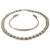 TWO WHITE METAL NECKLACES - HMONG RING NECKLACE & RAJASTHANI