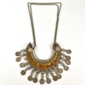 INDIAN BANJARA NAYA PAISA COIN PENDANT CRESCENT NECKLACE
