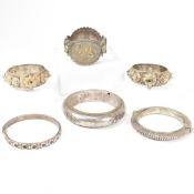 COLLECTION OF BANGLES & BRACELETS - TESTS INDICATE SILVER