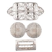 COLLECTION OF BRITISH & ASIAN SILVER & WHITE METAL BELT BUCKLES
