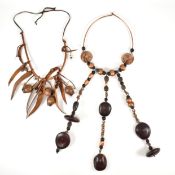 TWO NORTHERN AFRICAN SEED POD NECKLACES