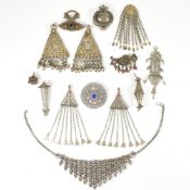 COLLECTION OF WHITE METAL JEWELLERY - TIBETAN - BERBER - AFGHAN