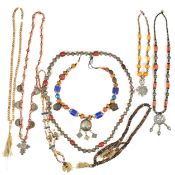 LARGE COLLECTION OF BEADED NECKLACES INCLUDING PRAYER BEADS
