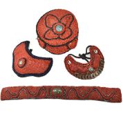 COLLECTION OF TIBETAN LADAKH BEADED ATTIRE - HAT & NECKLACES