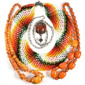 COLLECTION OF BEADED NECKLACES - TIBETAN - AFRICAN - TURKISH
