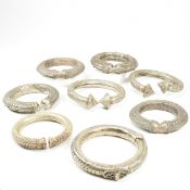 COLLECTION OF WHITE METAL BANGLES - YEMENI - BURMESE