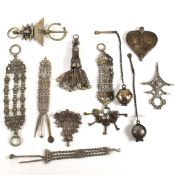 COLLECTION OF WHITE TONE METAL ETHNIC JEWELLERY & ACCESSORIES
