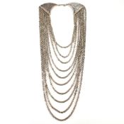 SILVER & WHITE METAL MULTI-STRAND NECKLACE