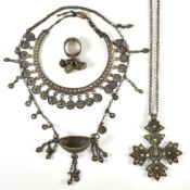 COLLECTION OF WHITE TONE METAL JEWELLERY