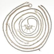 COLLECTION OF ASIAN WHITE METAL CHAIN NECKLACES