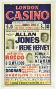 1940S THEATRE POSTER – ALLAN JONES / IRENE HERVEY - LONDON CASINO