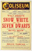 1940S THEATRE POSTER - COLISEUM THEATRE - DISNEY'S SNOW WHITE