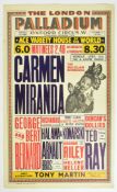 1940S THEATRE POSTER – CARMEN MIRANDA - LONDON PALLADIUM
