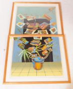 PENELOPE DOWNES - ACRYLIC ON PAPER DIPTYCH