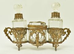 FRENCH ART NOUVEAU GLASS & ORMOLU CONDIMENT SET
