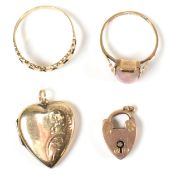 COLLECTION OF 9CT GOLD JEWELLERY & 9CT ROLLED GOLD LOCKET