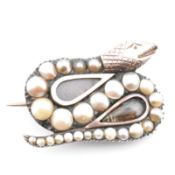 19TH CENTURY SERPENT HAIR LOCKET BROOCH PIN