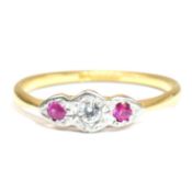 18CT GOLD & PLATINUM SYNTHETIC RUBY & SPINEL RING